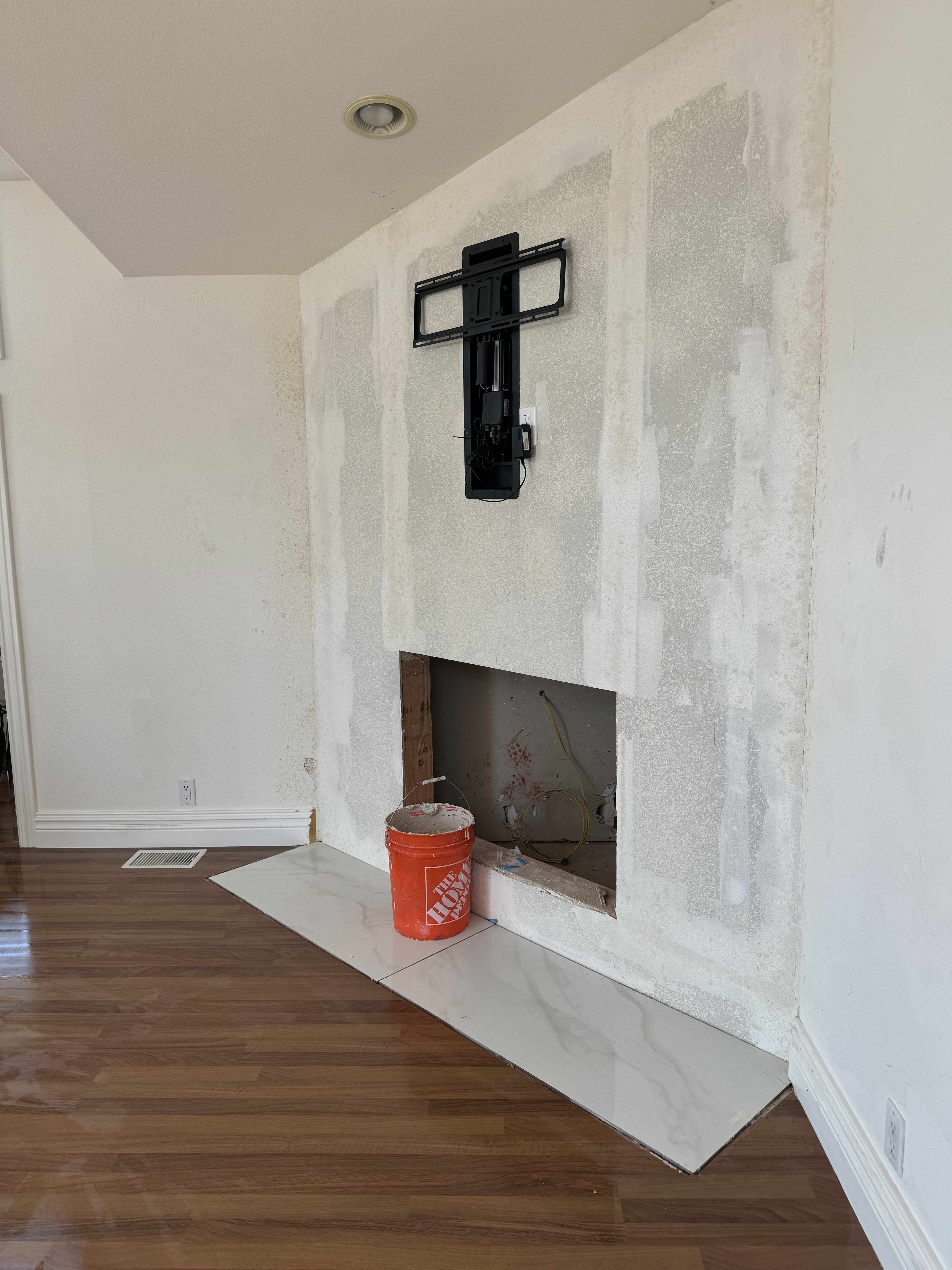 electric fireplace installation photo 2